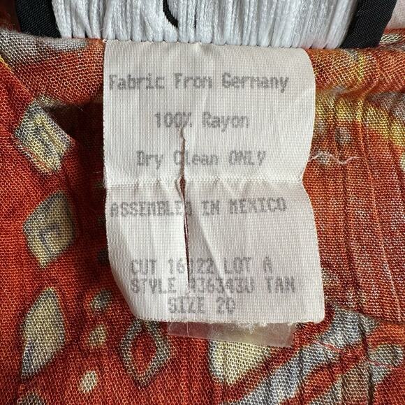 Vintage Carole Little Size 20-22 Orange Top Maxi Skirt Set Boho Peasant Cottage - Picture 6 of 12